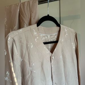 Matching Beige Silk Set Size L, Bridesmaids, Pajamas, Lounge Set